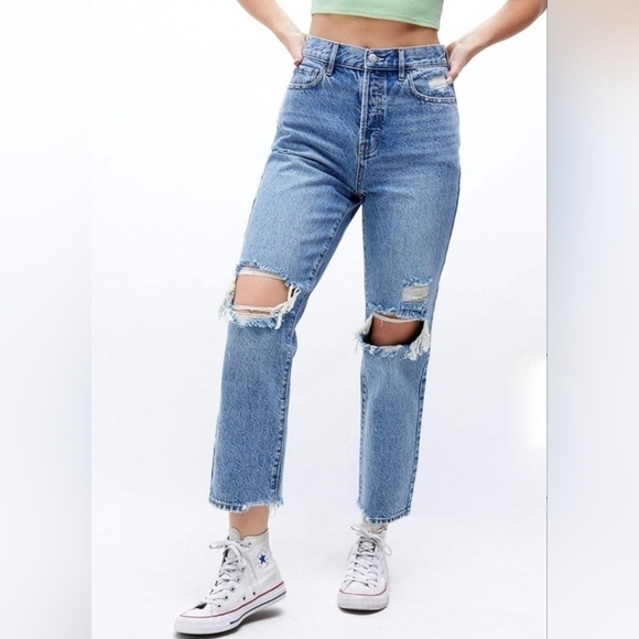 PacSun Denim - PacSun High Rise Ripped Straight Leg Jeans
